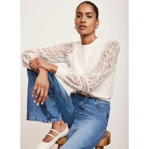 Mint Velvet White Embroidered Sleeve Jumper